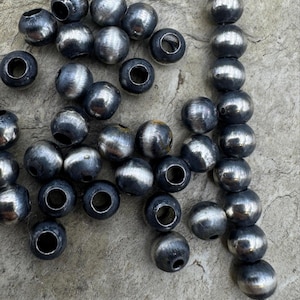 Navajo style pearls sterling silver round beads 4mm (pkg of 10 beads)