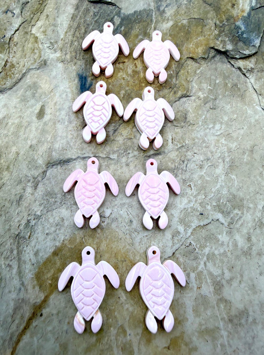 Turtle Shell Conk Pink Queen Conch Shell Carved Turtle Bead Pairs 20x25mm (front Drilled ...