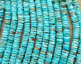 Koninklijke schoonheid turquoise (china) grote 10-12 mm handgekapte heishi (8 inch strengen