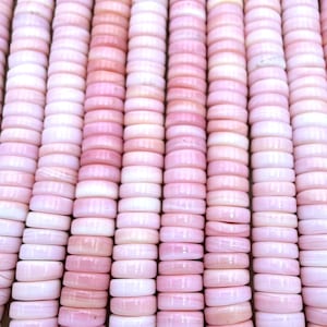 Natuurlijke roze koningsschelp heishi kralen van 8 mm, één streng van 40 cm.