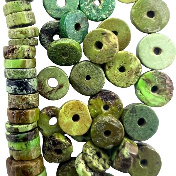 Rare gaspeite (canada) 4-5mm heishi beads (package of 10 beads)