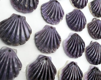Lila Wampum-/Quahog-Muschel-förmige Fokusperlen, 16 mm, eine Perle