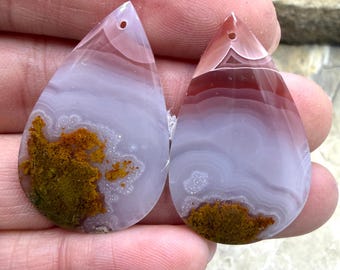 Laguna lace agate (mexico) earring bead slab pair 22x35mm