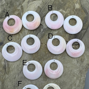 Pink queen conch donut bead pair 30mm, one pair