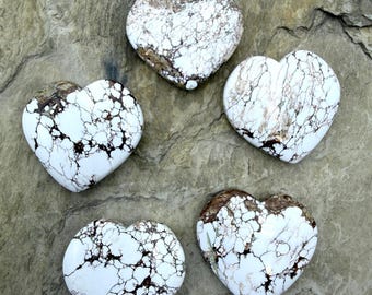 Rare arizona wild horse handcut heart shapped focal beads 30mm (side drilled), sold per one bead