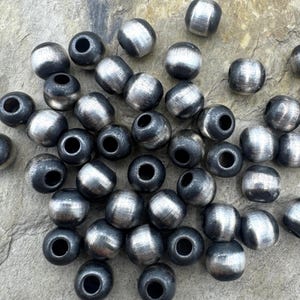 Perlas estilo Navajo en plata de ley, redondas, de 6 mm (paquete de 10)