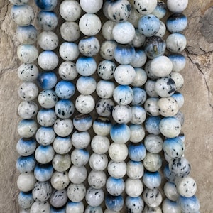 Blue ice glacierite (indonesia) 8mm round beads, 16 inch strand