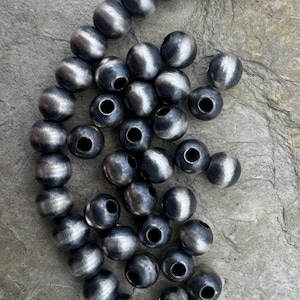 Navajo style pearls sterling silver round beads 5mm (pkg of 10 beads)