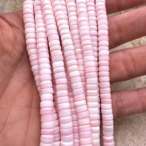 Pink queen conch shell 6mm heishi bead strand (16 inch strand)