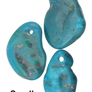 One (1) blue sleeping beauty turquoise focal pendant bead nugget, small