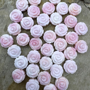 Pink queen conch shell 12mm carved rose beads (package of 5 beads)