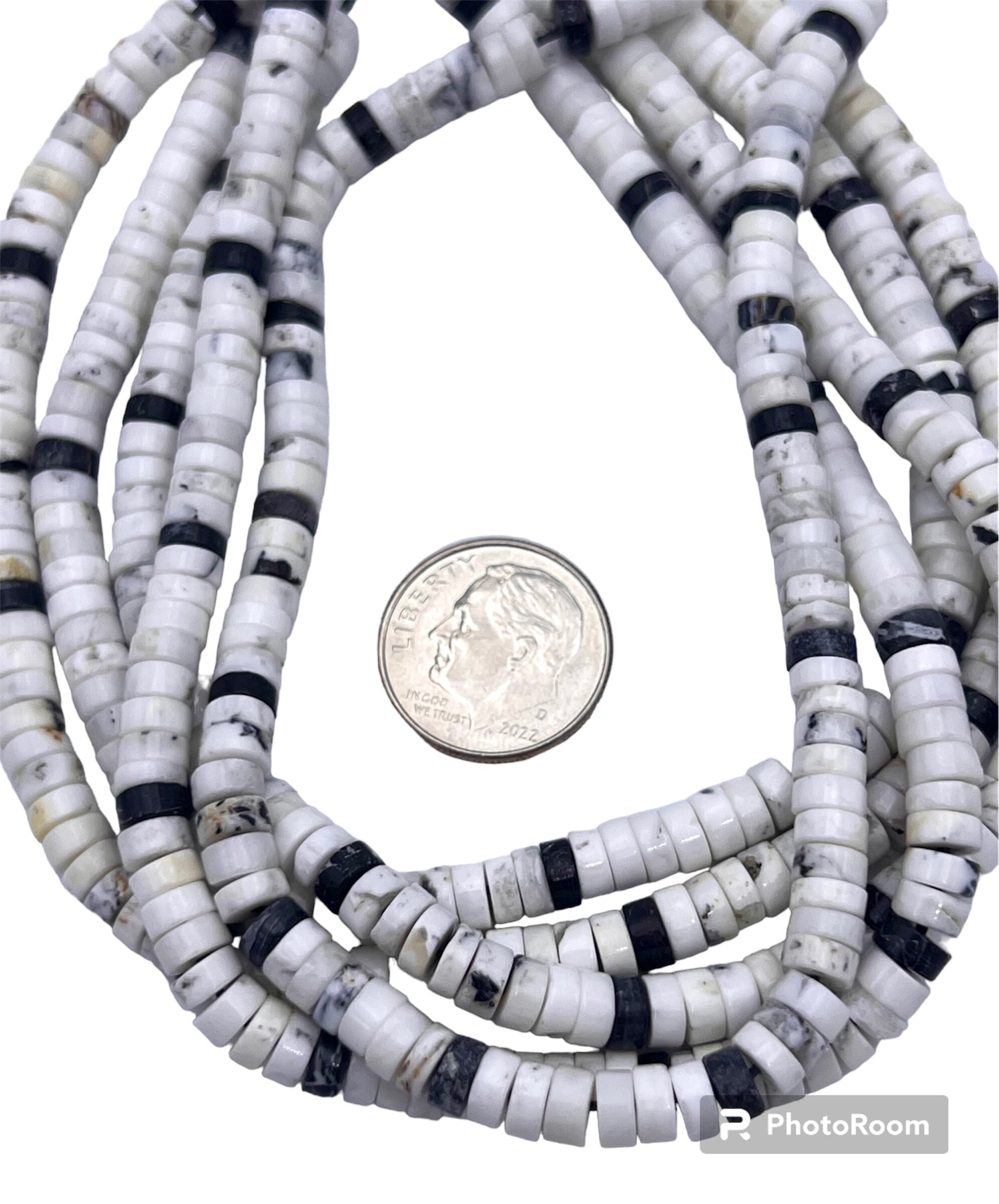 RARE High Quality White Buffalo 5mm Medium Heishi Beads sold