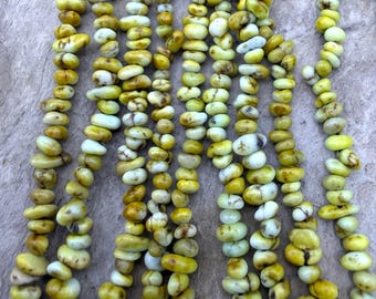 Rare palomino variscite (light color)  3-4mm smooth nugget bead, 18 inch strand