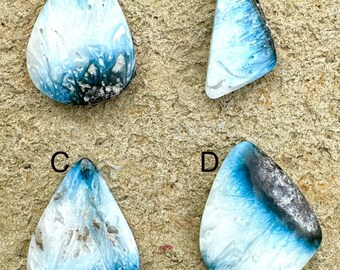 Blue ice glacierite (indonesia) freeform designer cabochons (select one stone)