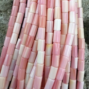 Tubes de 3 perles de lambi rose, 3 x 5 mm, fil de 16 pouces