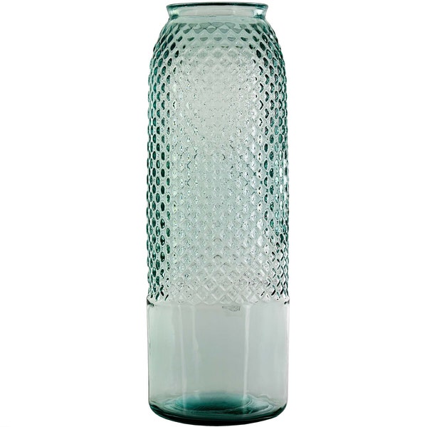 18" Diamond Vase 100% Recycled Glass Container