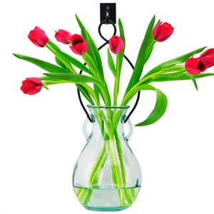 12&quot; French Country Hanging Glass Vase & Wall Hook