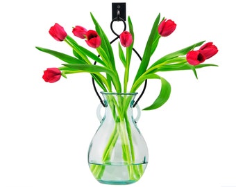 12" French Country Hanging Glass Vase & Wall Hook