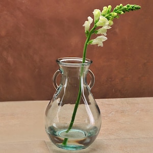 9 1/2 Large French Country Glass Vase | Elegant Flower Vase for Floral Arrangements | Farmhouse Table Centerpiece & Home Decor Gift
