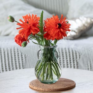 6 1/4&quot; Small French Country Glass Vase | Elegant Flower Vase and Table Centerpiece | Floral Arrangement for Home Decor & Farmhouse Decor