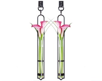 Florence Hanging Pendant Tube Vase With Wall Hook - Set of 2