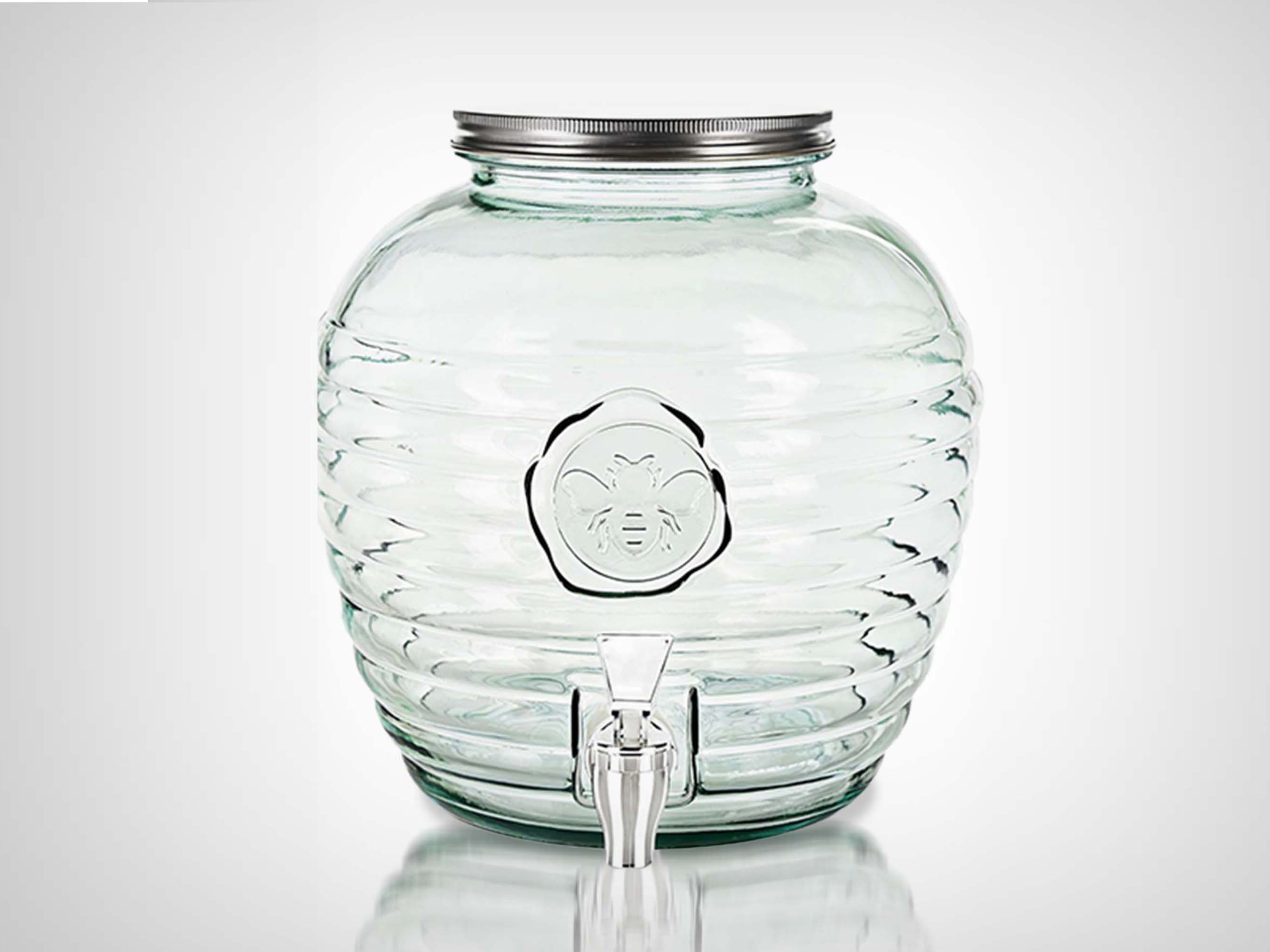 5 Gallon Glass Beverage Dispenser with Spigot Clear Modern Large Serveware