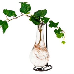 Drop Recycled Glass Vase & Metal Stand