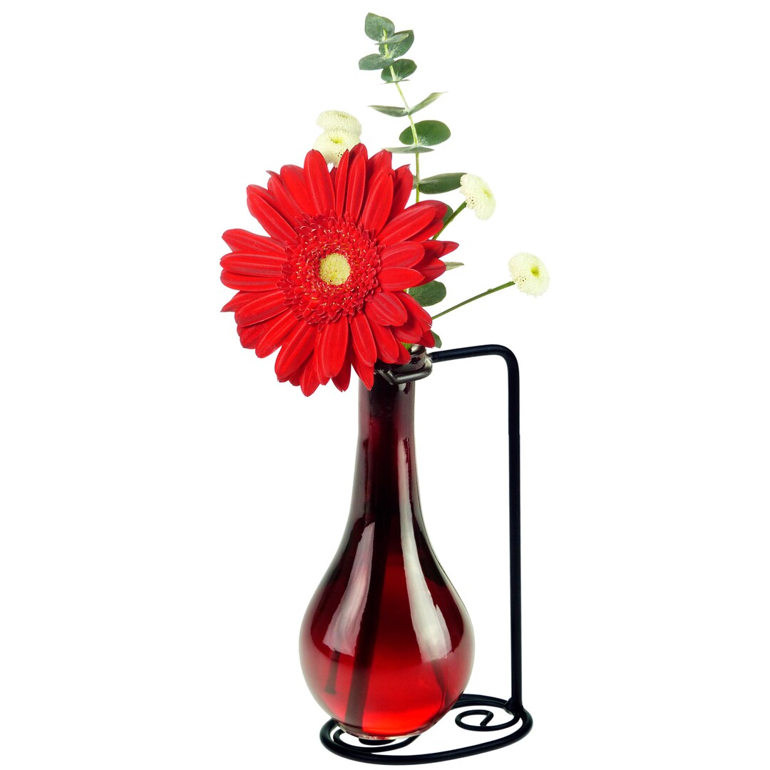 Drop Recycled Glass Vase & Metal Stand Etsy