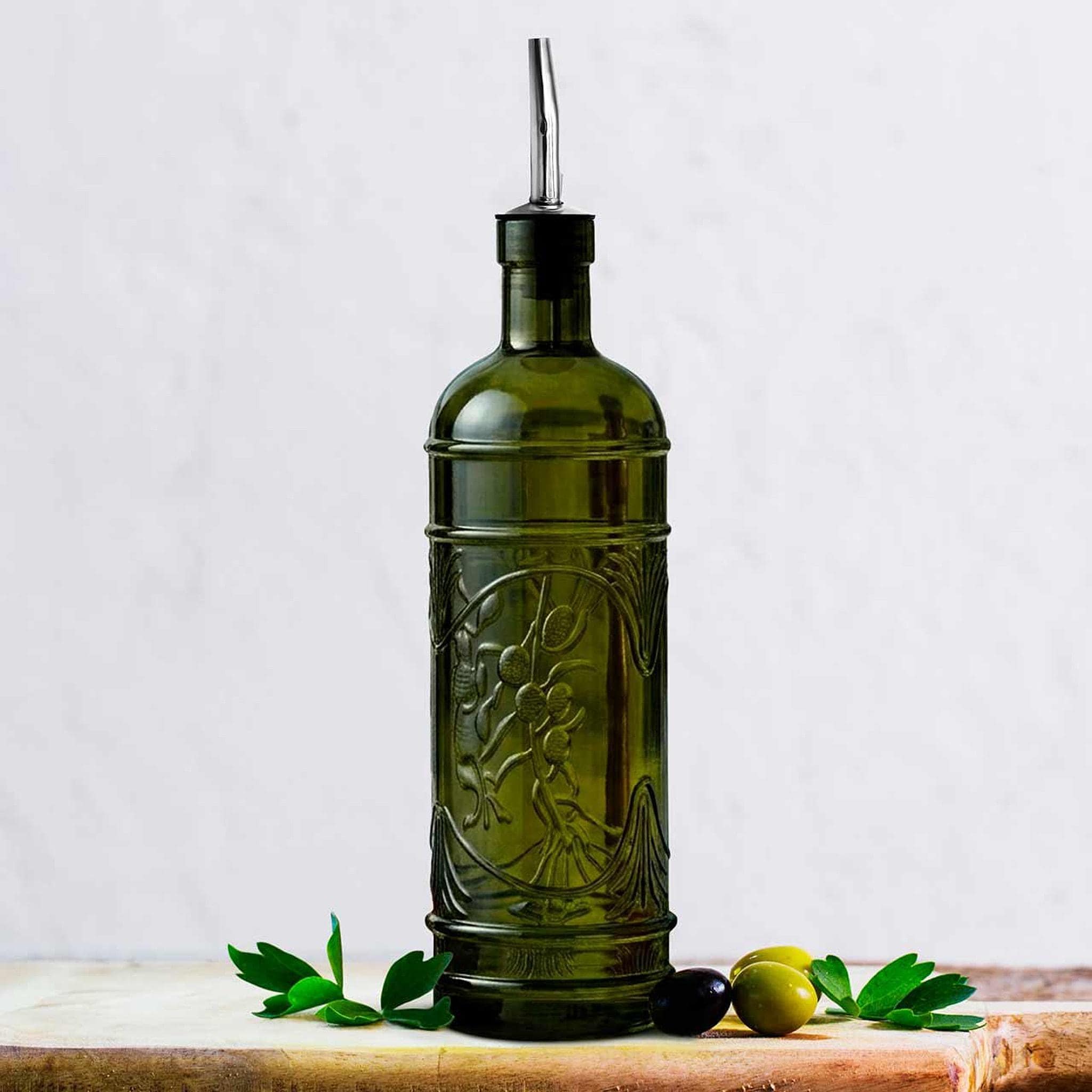 ミルクガラス お花 オリーブ ビネガー 入れ セット  ヴィンテージ カントリー Vintage Vinegar Oil Glass Bottle - Etsy