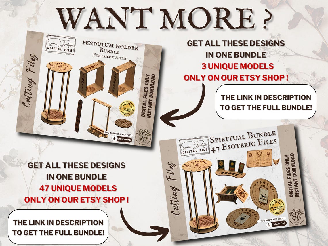 Pendulum Display SVG – 2 Esoteric Engravings Wood Pendulum Holder Laser ...