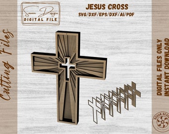 Radiant Cross - Digital File for Laser Cutting - DXF, SVG, Laser Cutting File for Cross - Christian SVG