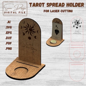 Support pour Tirage de Tarot SVG pour Découpe Laser - Design Digital de Porte-Carte - Présentoir Mystique de Divination