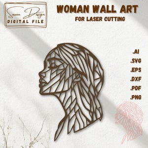 Superbe Décoration Murale Femme pour Découpe Laser - Design Géométrique Moderne - Fichier Numérique à Télécharger