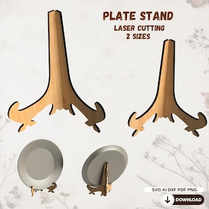 Plate Stand SVG Laser Cut Display Easel – 2 Sizes – Laser Cutting Files – Digital Display Easel for Plates or Photo Frames – Glowforge, DXF