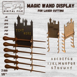 Présentoir à Baguettes Magiques SVG - Design Château Fantastique - Fichier Découpe Laser - Décoration Sorcier DIY - Découpe facile laser