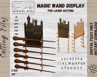 Magic Wand Display SVG - Fantasy Castle Design - wand holder Laser Cutting File - Wizard Decor - easy laser cut files (DXF, AI)