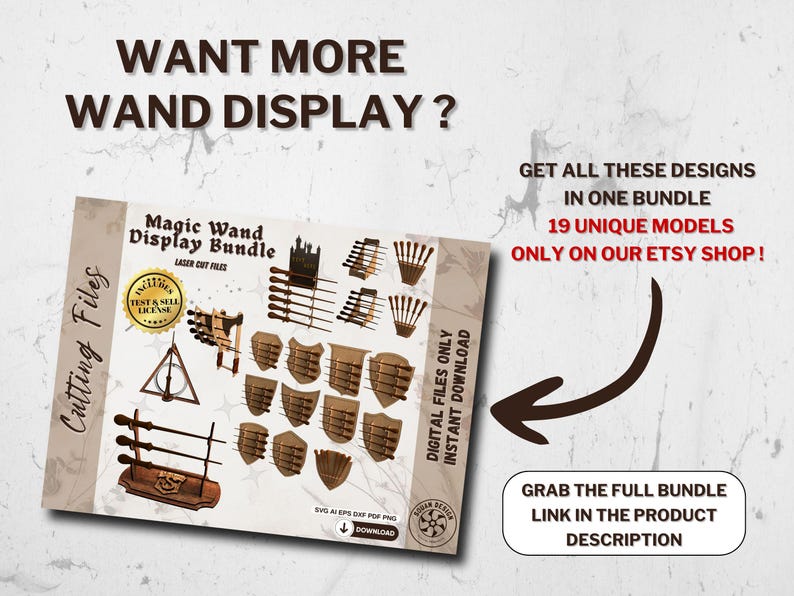 SVG Wand Display Stand - Wand Holder for Laser Cutting - Digital File (DXF, AI) - wizard wand holder - easy laser cut file image 7