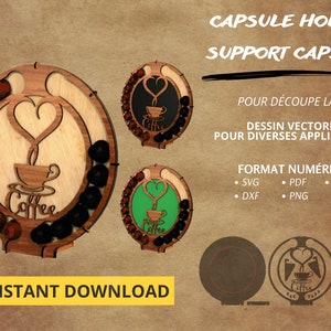 Arquivo digital porta cápsulas de café para desenho vetorial de corte a laser SVG, DXF e AI