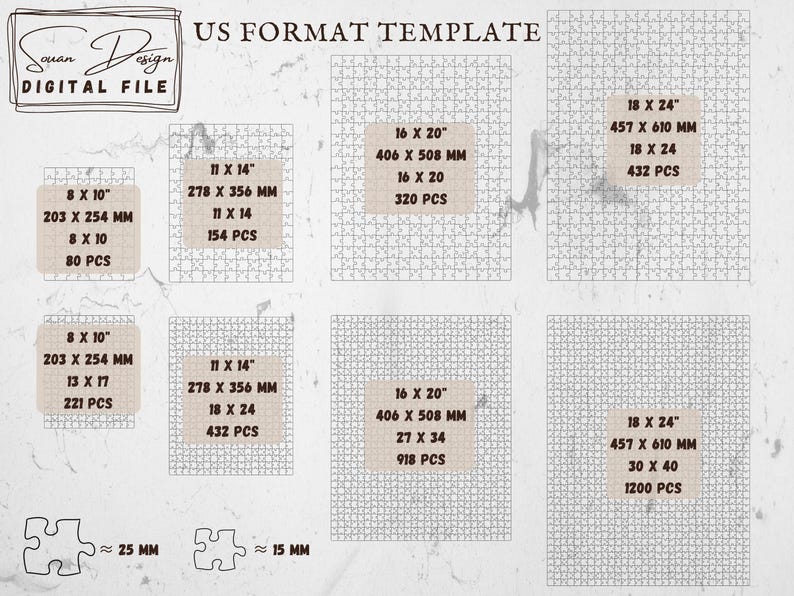 Puzzle SVG Template Bundle – Laser Cut DIY Jigsaw Vector Files | Wood ...