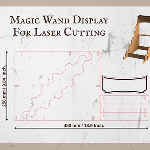 SVG Wand Display Stand - Wand Holder for Laser Cutting - Digital File (DXF, AI) - wizard wand holder - easy laser cut file image 5