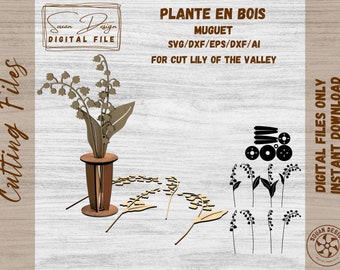 Lily of the Valley SVG, Laser Cutting Files, Wooden Flowers, Plant SVG Vector Graphics, Silhouette, Glowforge, DXF Laser Files