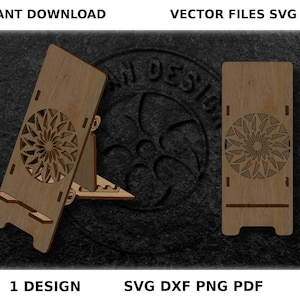 Support de téléphone portable svg à glissière pour découpe et gravure laser, support smartphone en dessin vectoriel format SVG et DXF