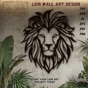 Lion géométrique Murale en Bois SVG - Design Géométrique pour Découpe Laser - Fichier Numérique pour Cricut, Silhouette, DXF, AI