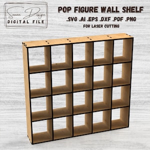 Étagère Funko Pop SVG - Présentoir Mural Figurines, Support Mini Funko Pop, Fichier Découpe Laser DXF