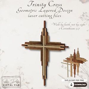 Multi-Layer Cross SVG - Laser Cut Files - Layered Wood Design - Spiritual or Religious Decoration - Easy Laser Cut Files