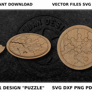 Modèle de puzzle nid d'abeille hexagonal : dessin vectoriel pour découpe laser SVG DXF, jeux éducatif, jeux de chiffre, jeux en bois