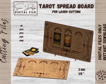 Moon Phase Tarot Board SVG - Laser Cutting Files - Divinatory and Spiritual Stand - Past, Present, Future - Easy Laser Cut