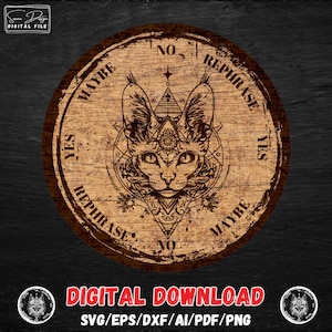 Planche de Pendule Tête de chat mystique - Fichier numérique pour découpe /gravure laser ou à imprimer