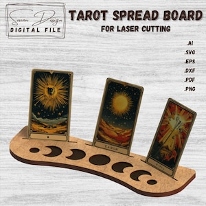 Tarot Maanfasen SVG Ondersteuning - Waarzeggerijkaart Tekentafel - Lasergesneden bestand - Voor 3 kaarten