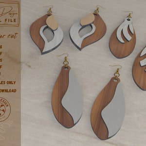 Boucles d'oreilles pendante 60mm - Fichier numérique pour découpe laser ou CNC | DXF, SVG...